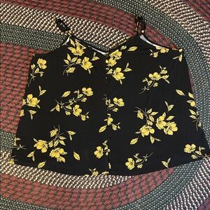 Torrid Womens Black Yellow Flowers Sleeveless Spaghetti Strap Button Front Top 4